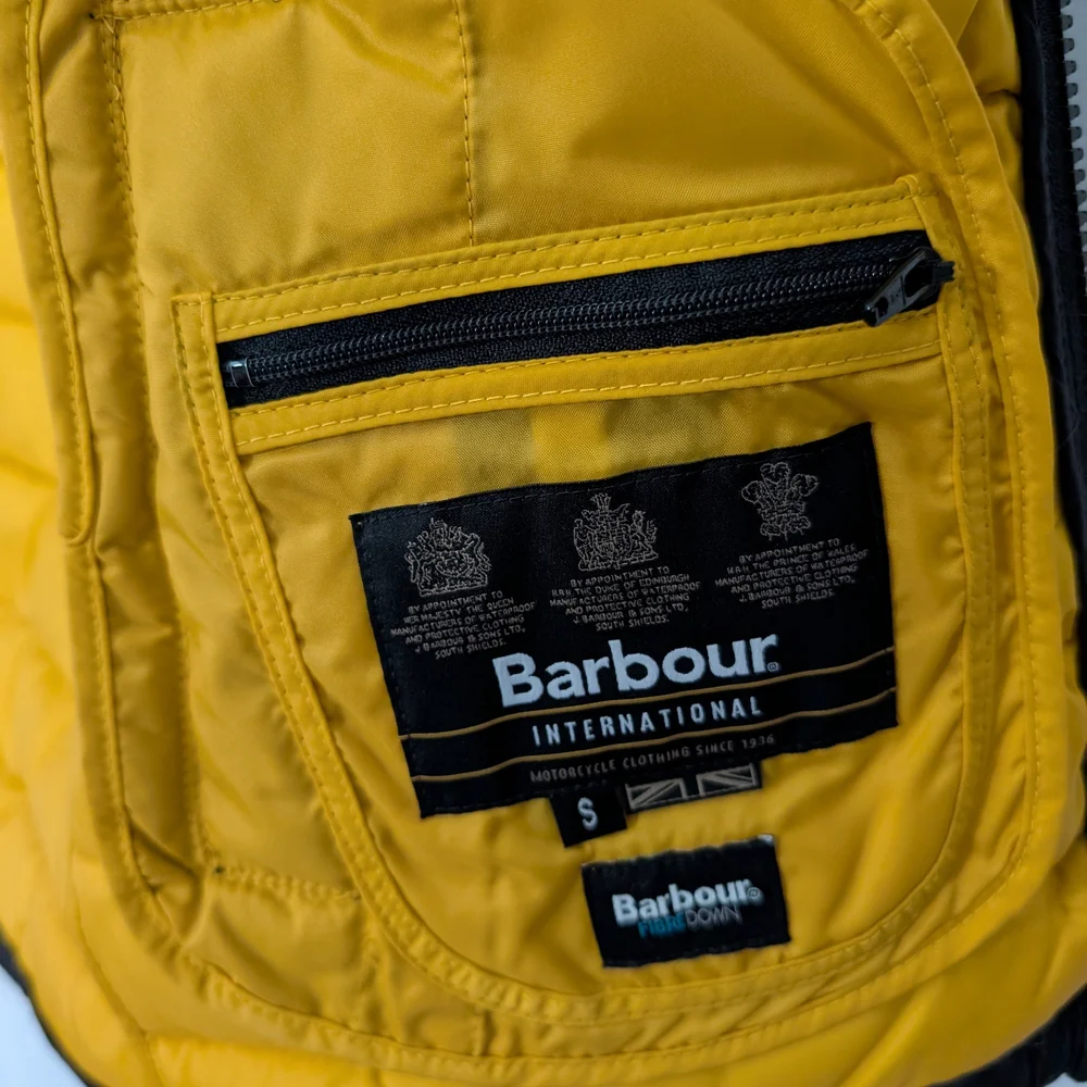 Barbour International Men's Black Puffer with Yellow Lining - Picture 4 of 9